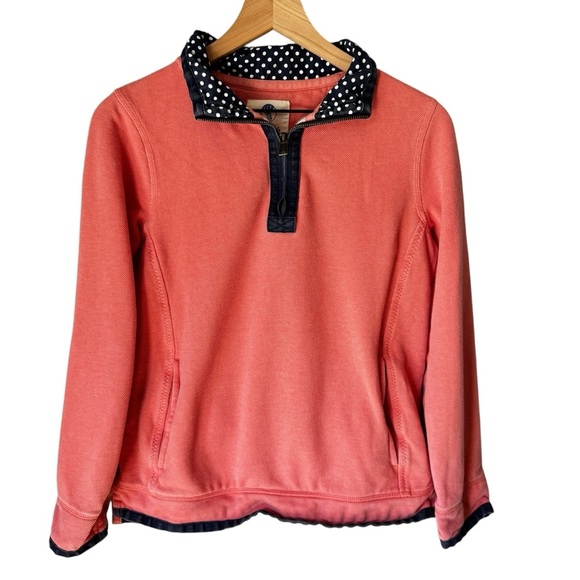 Fat Face Womens Airlie 1/4 Zip Mock Neck Sustainable Pullover Coral Pink Size 6 - Picture 1 of 7